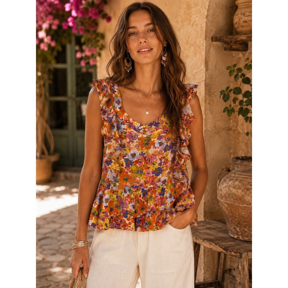 NWT Dear John Multicolor Floral Blouse - Size Small